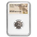 Bactria AR Drachm Menander (165-130 BC) Ch VF NGC (Random Coin)