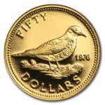 Bahamas Gold 50 Dollars Tobacco Dove BU/Proof (1974-1977)