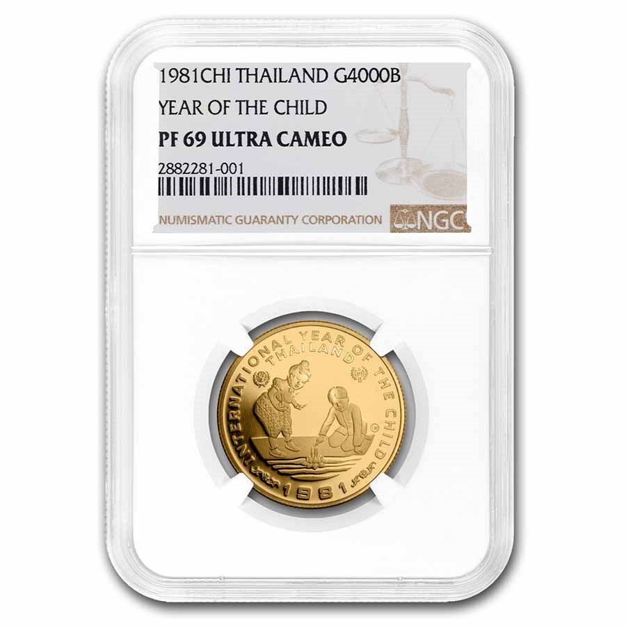 BE2524/1981 Thailand Gold 4,000 Baht Children PF-69 NGC