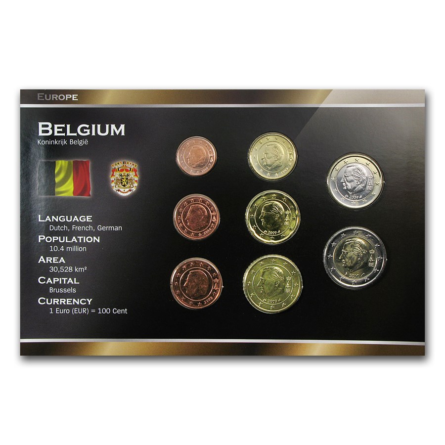 Belgium 1 Cent-2 Euro 8-Coin Euro Set BU