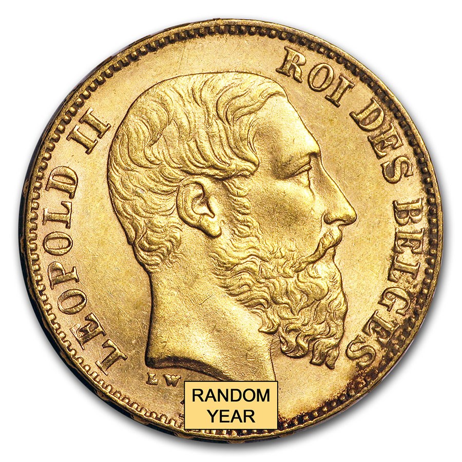 Belgium Gold 20 Francs Leopold II (1870-1882) BU