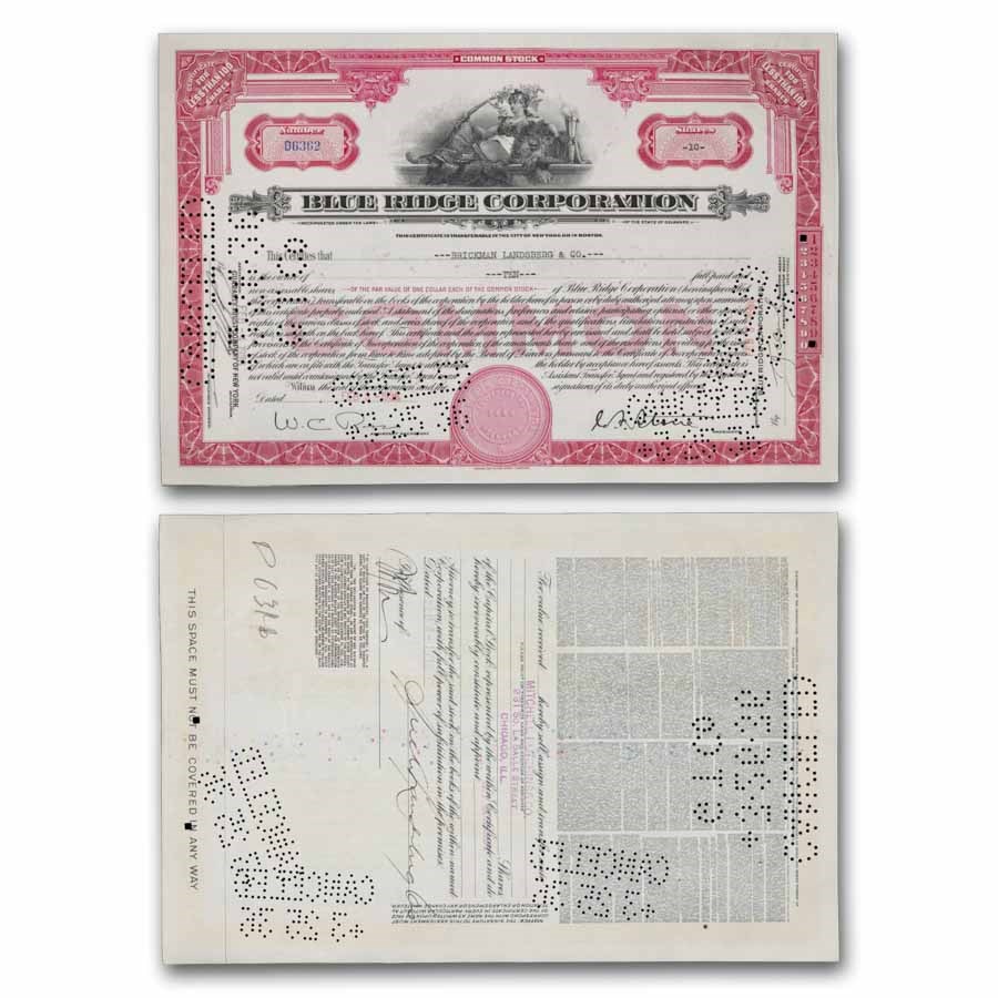 Blue Ridge Corporation Stock Certificate
