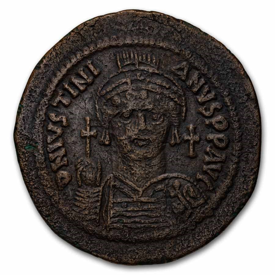 Byzantine Large Follis Justinian I (527-565 AD) Ch VF