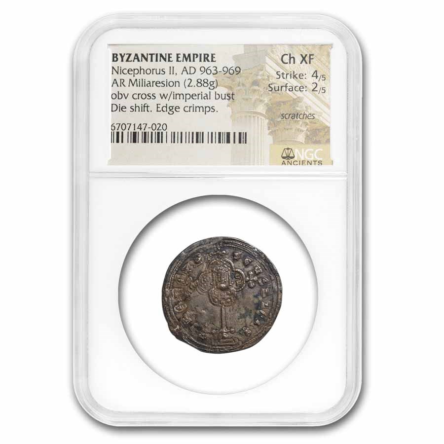 Byzantine Miliaresion Nicephorus II Phocas (963-969 AD) Ch XF NGC