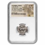 Calabria Taras AR Didrachm Rider & Dolphin (332-302 BC) Ch XF NGC