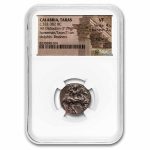 Calabria Taras AR Didrachm Rider & Dolphin (332-302 BC) VF NGC