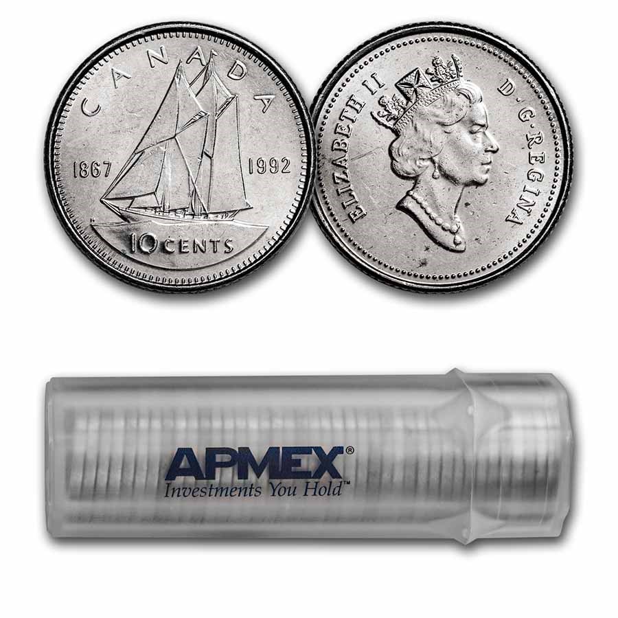 Canada Clad Coins - $5 Face Value Roll - Dime