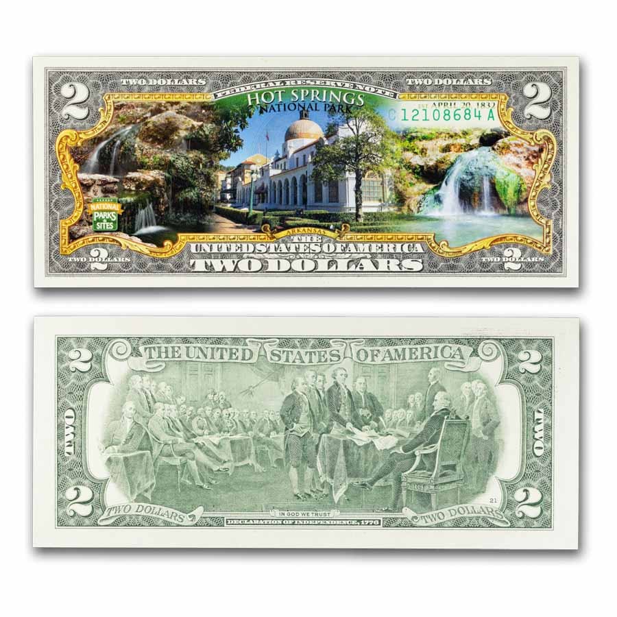 Celebrating America $2 Bill - Hot Springs National Park