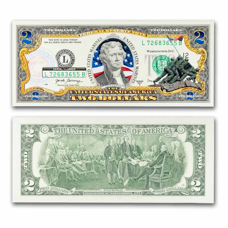 Celebrating America $2 Bill - Vintage U.S. Marines