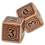 Copper Gaming Dice w/ Leather Bag - Numbered Design