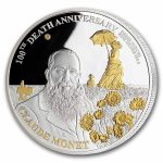 Djibouti 3 oz Silver Claude Monet Gold Plated Coin (w/ Box & COA)