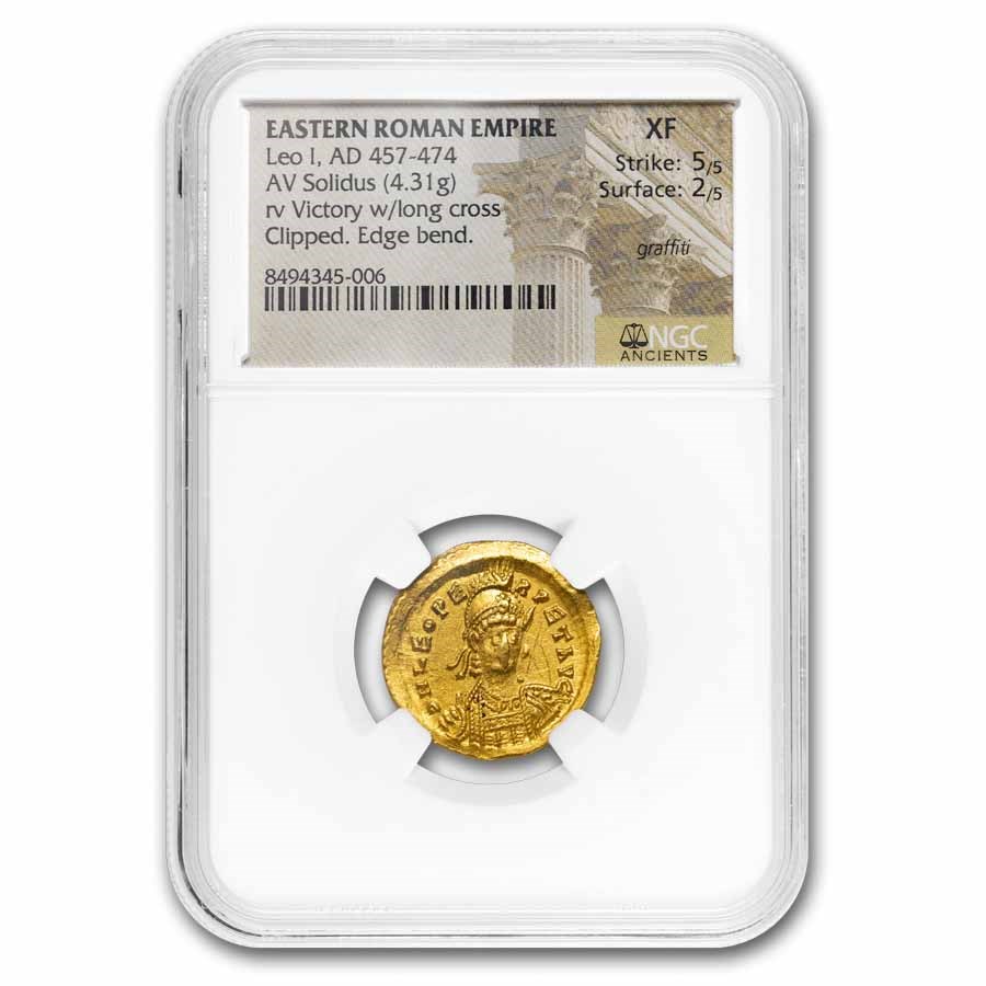 Eastern Roman AV Solidus Leo I (457-474 AD) XF NGC (RIC X 605)