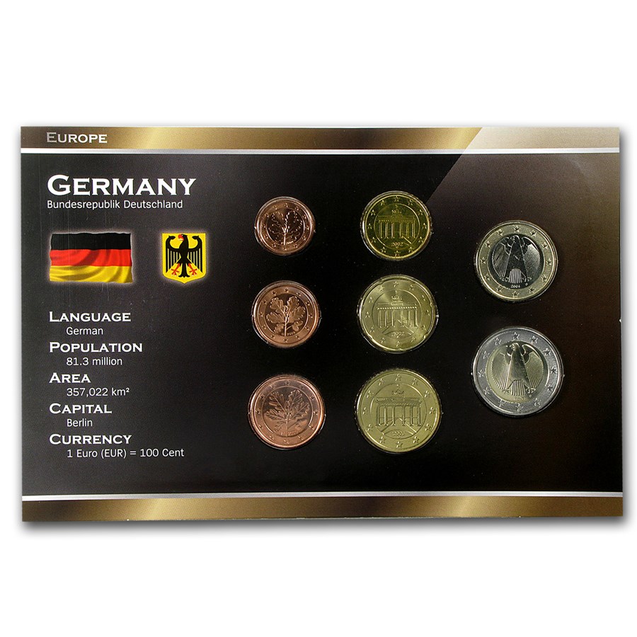 Germany 1 Cent-2 Euro 8-Coin Euro Set BU