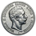 Germany Silver 5 Mark Prussia Wilhelm II (1891-1912) Avg Circ