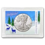 Harris Holder #1673 - Happy Holidays Deer in Snow (Silver Eagle)