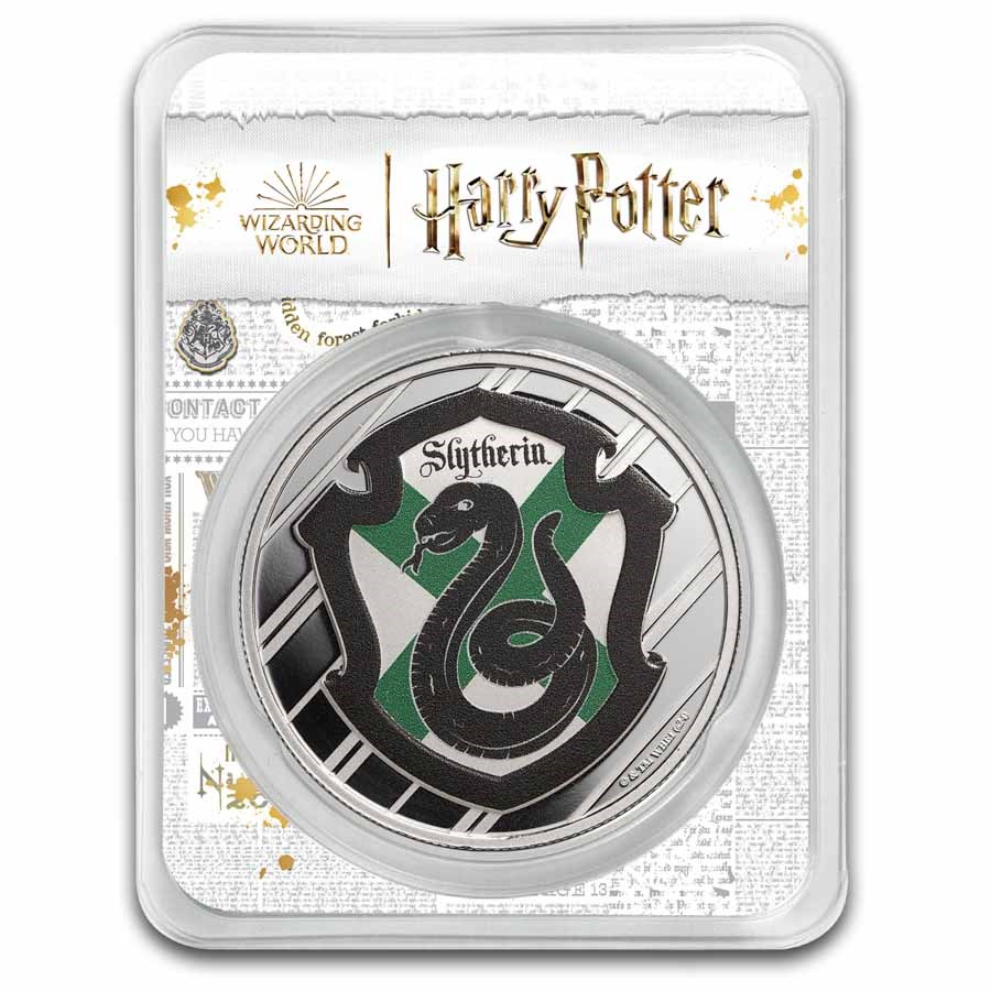 Harry Potter 1 oz Silver Houses; Slytherin Colorized with TEP