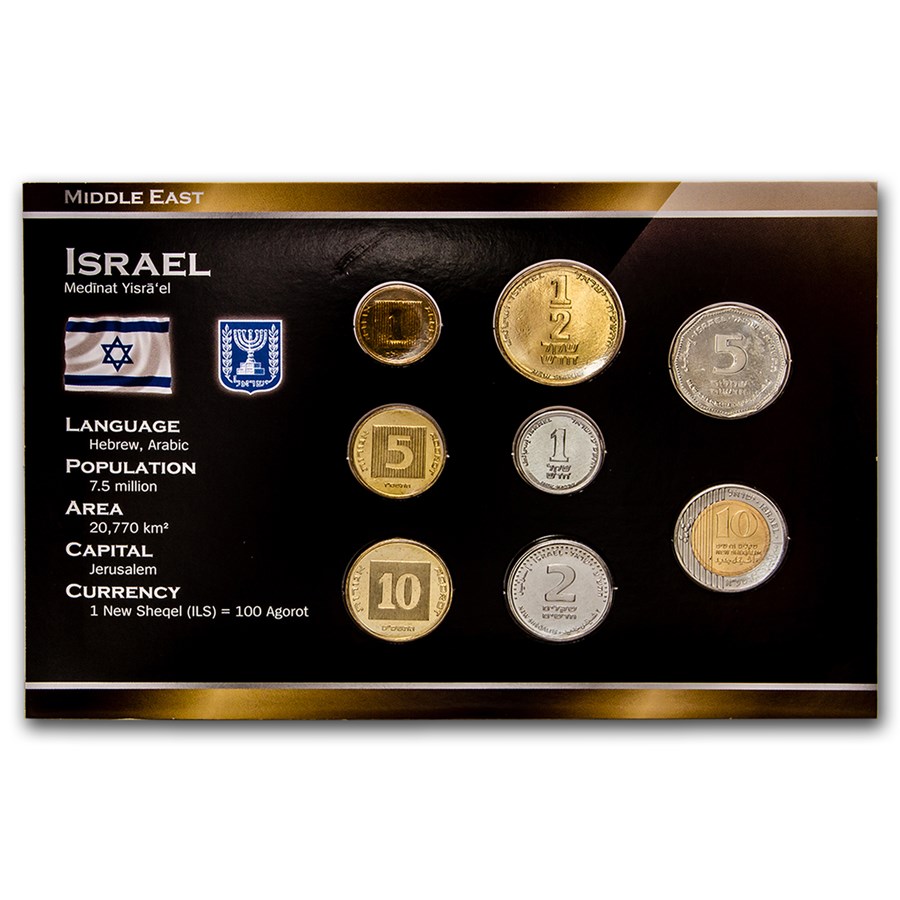 Israel 1 Sheqal-10 New Sheqalim 8-Coin Set BU