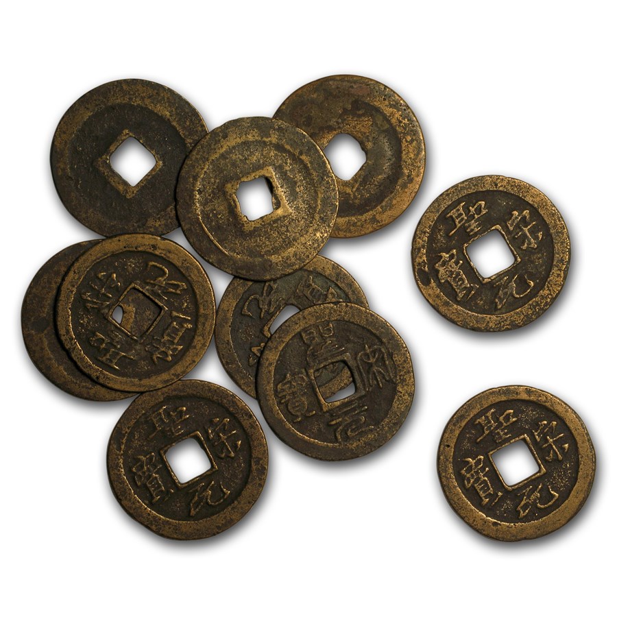 Japan Nagasaki Trade Cash Coins (1659-1685 AD) Avg Circ