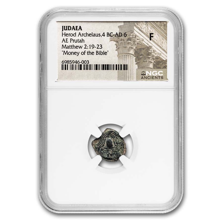 Judaea Herod Archelaus AE Prutah (4 BC-6 AD) Fine NGC