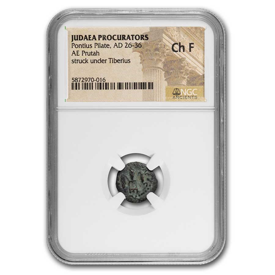 Judaea Procurators Prutah Pontius Pilate (26-36 AD) Ch Fine NGC