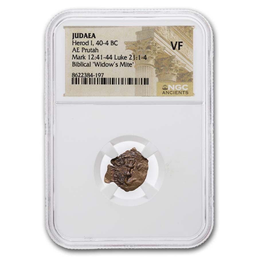 Judaea Widow's Mite Herod I AE Prutah (40-4 BC) VF NGC