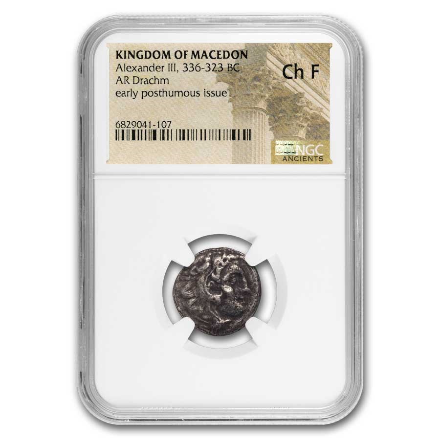Macedon Alexander III Drachm 336-323 BC Ch Fine NGC Posthu. Issue