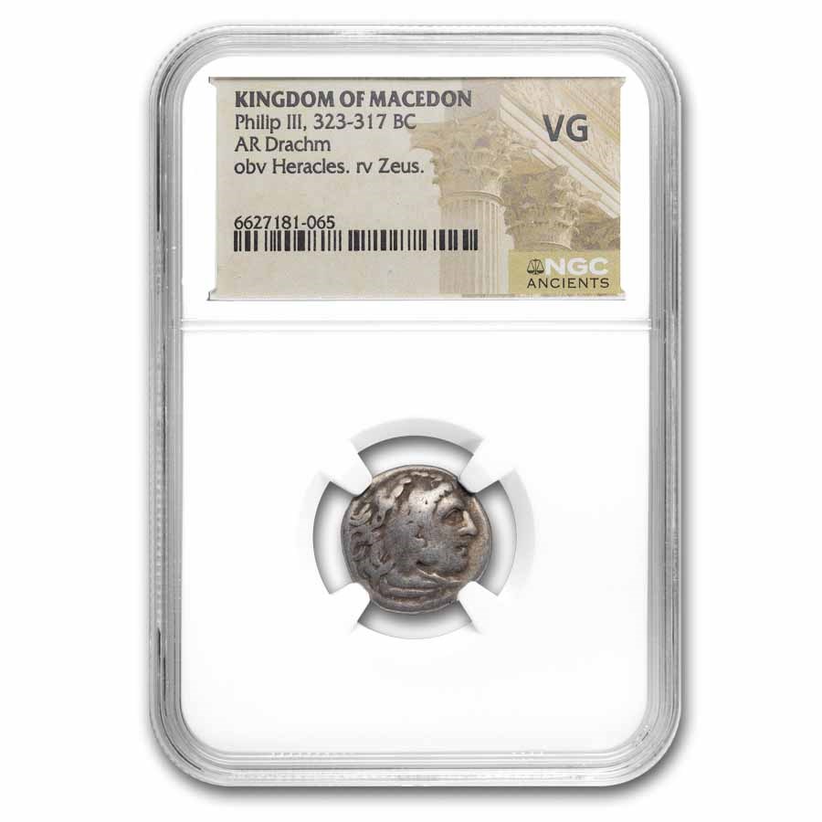 Macedonia AR Silver Drachm Philip III (323-317 BC) VG NGC