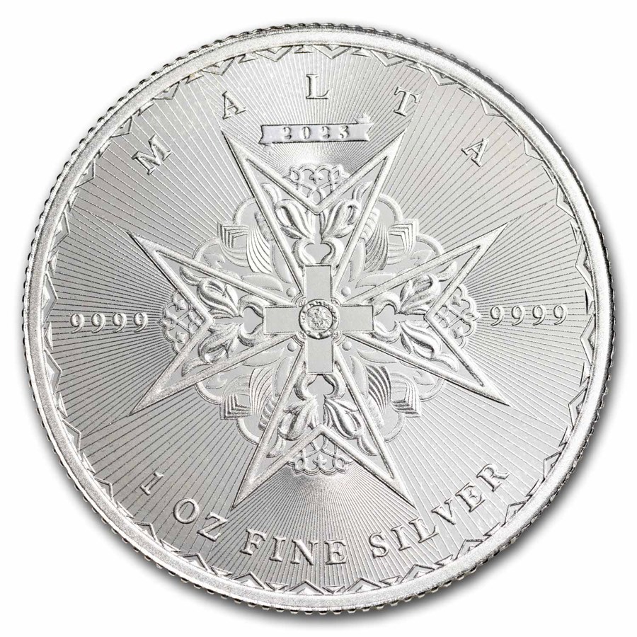 Malta 1 oz Silver €5 Maltese Cross BU (Random, Abrasions)