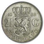 Netherlands Silver 2 1/2 Gulden Average Circ (ASW .3472)