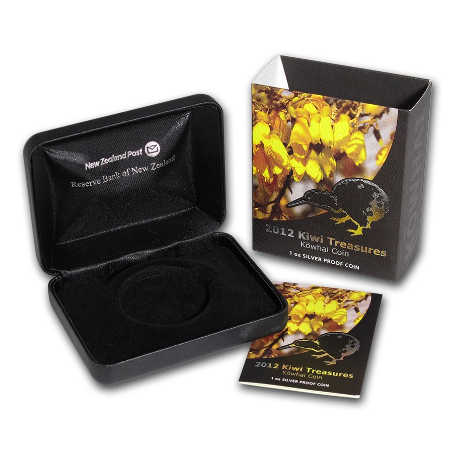 OGP Box & COA - 2012 New Zealand 1 oz Silver $1 Kiwi-Kowhai Proof