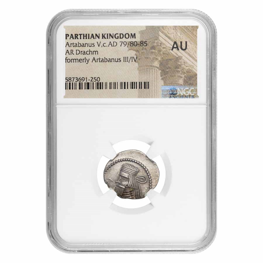Parthian Empire AR Drachm Artabanus V (79/80-85 AD) AU NGC
