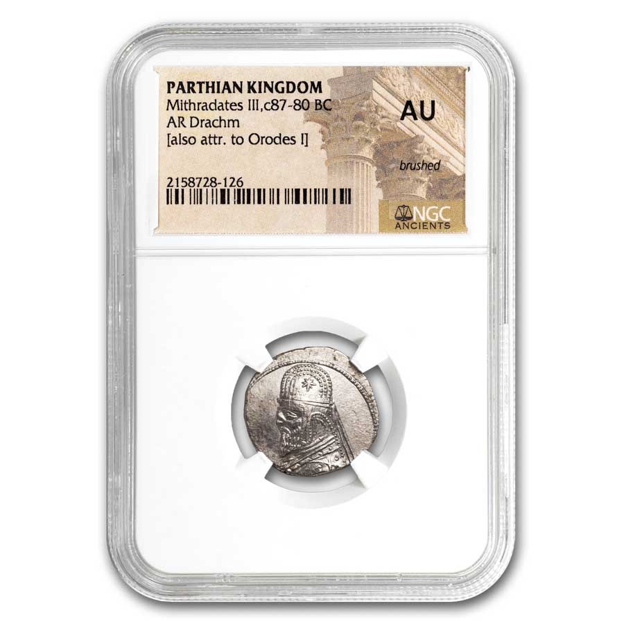 Parthian Empire AR Drachm Mithradates III (87-80 BC) AU NGC