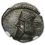 Parthian Empire Silver Drachm Pacorus (78-120 AD) CH AU NGC