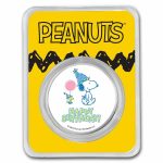 Peanuts® Snoopy & Woodstock Happy Birthday 1 oz Colorized Silver