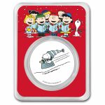 Peanuts® Snoopy & Woodstock Sledding 1 oz Colorized Silver