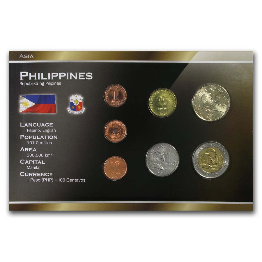 Philippines 1 Sentimo - 10 Piso 7-Coin Set BU