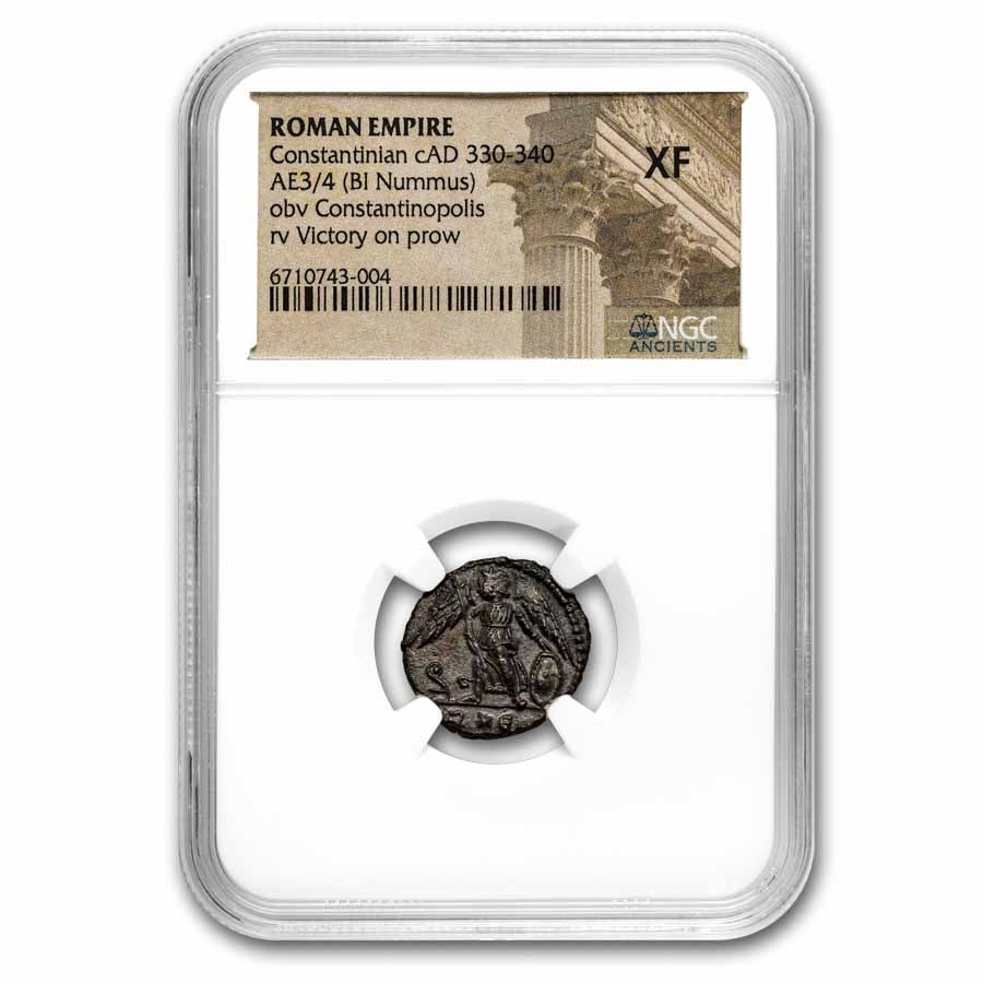 Roman AE3/4 BI Nummus Constantinian (330-340 AD) XF NGC