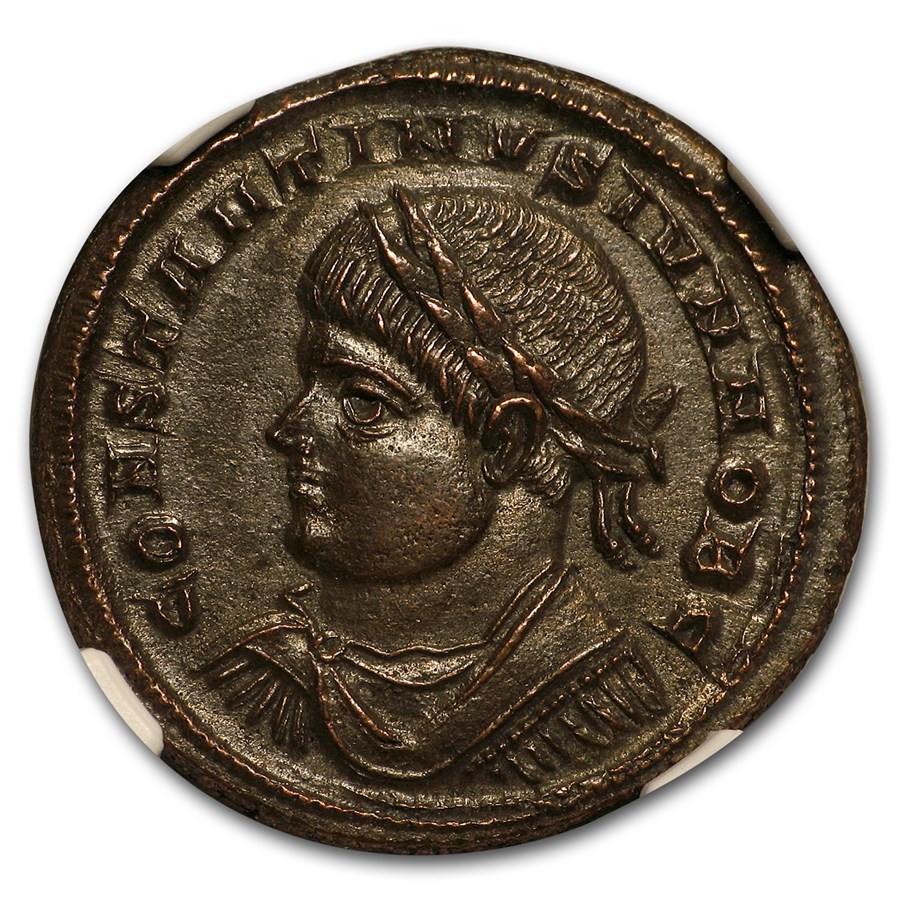 Roman AE3 Bi Nummus Emperor Constantine II (337-340 AD) AU NGC