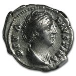 Roman AR Denarius Faustina Sr. (138-140/1 AD) XF NGC (Random)