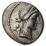 Roman AR Denarius Julius Caesar (46-45 BC) AU (Cr-468/1)