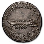 Roman AR Denarius Marc Antony Legion II (32-31 BC) XF (Toned)