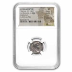 Roman AR Denarius Tiberius (14-37 AD) XF NGC (Tribute Penny)