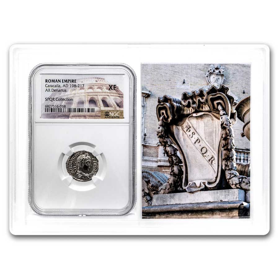 Roman Empire AR Denarius Caracalla (198-217 AD) XF NGC (Vault)