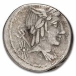 Roman Rep. Denarius L. Julius Bursio (85 BC) Fine (Cr-352/1a)