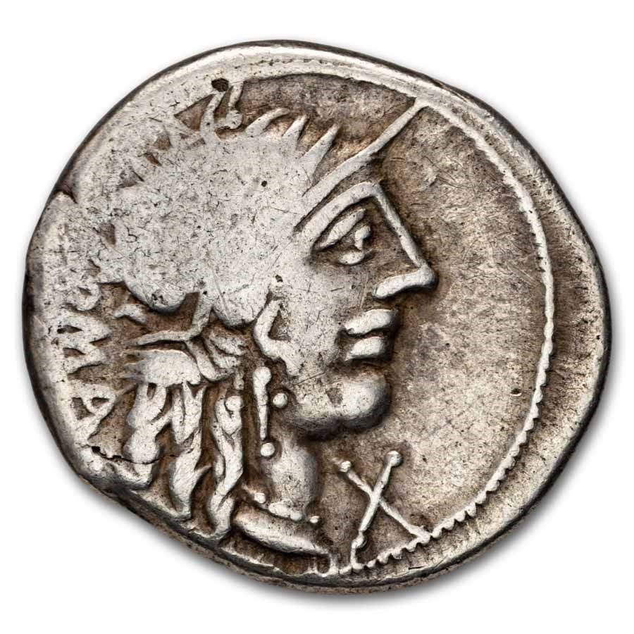 Roman Rep. Silver Denarius M. Fannius (123 BC) Ch Fine (Cr-275/1)