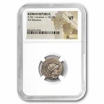 Roman Republic AR Denarius Lucanus (147 BC) VF NGC (Craw. 217/1)