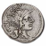 Roman Republic AR Denarius M. Tullius (120 BC) VF (Cr-280/1)