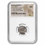 Roman Republic-L AR Victoriatus (c. 211-208 BC) MS NGC (Cr-97/1b)