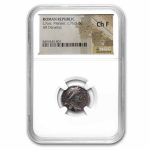 Roman Republic Silver Denarius (211-28 BC) Ch F NGC (Random)