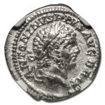 Roman Silver Denarius Emperor Caracalla (198-217 AD) XF NGC